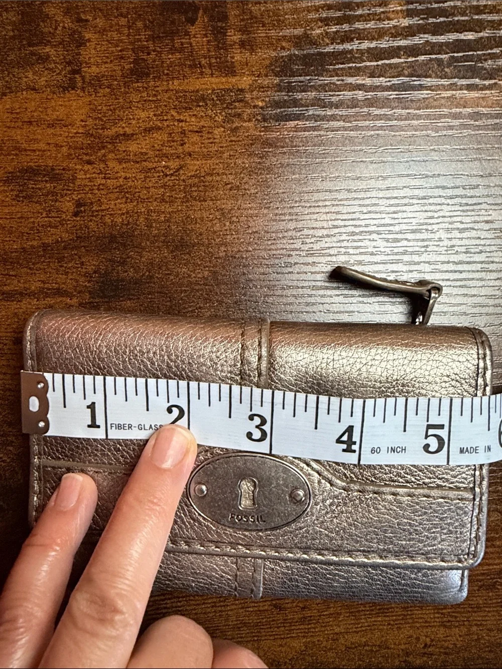 Fossil Maddox trifold wallet made of metallic leather